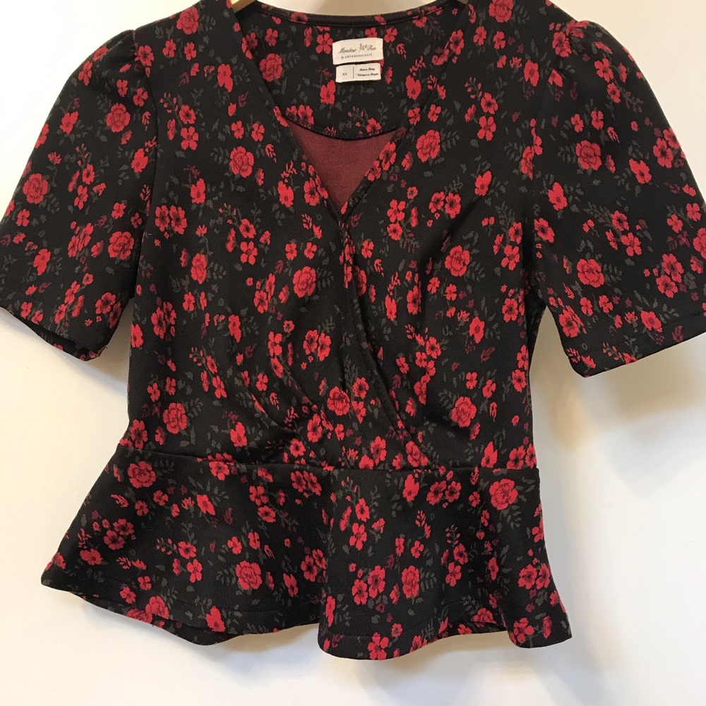 Anthropologie Floral Knit Top